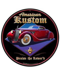 American Custom, Automotive, Metal Sign, Wall Art, 14 X 14 Inches