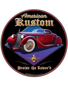 American Kustom, Automotive, Metal Sign, Wall Art, 28 X 28 Inches