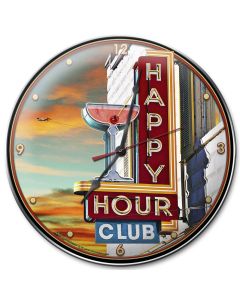 Happy Hour Club, Automotive, Metal Sign, Wall Art, 14 X 14 Inches