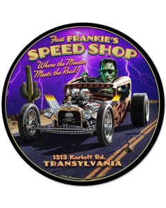 Frankie's Speed Shop Vintage Sign, Automotive, Metal Sign, Wall Art, 28 X 28 Inches