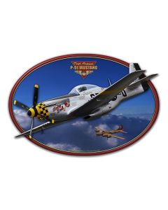 3-D P-51 Mustang Vintage Sign, 3-D, Metal Sign, Wall Art, 19 X 12 Inches