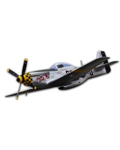 P-51 Mustang Cutout Vintage Sign, Aviation, Metal Sign, Wall Art, 19 X 8 Inches
