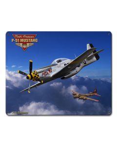 P-51 Mustang Vintage Sign, Aviation, Metal Sign, Wall Art, 12 X 15 Inches