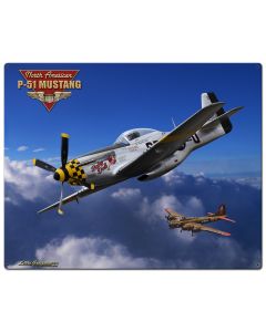 P-51 Mustang Vintage Sign, Aviation, Metal Sign, Wall Art, 24 X 30 Inches