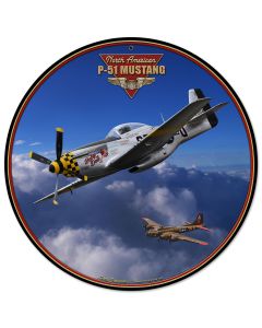P-51 Mustang Vintage Sign, Aviation, Metal Sign, Wall Art, 14 X 14 Inches
