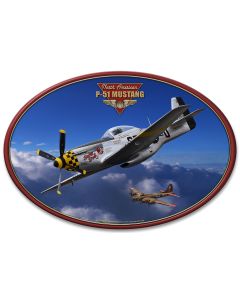 P-51 Mustang Vintage Sign, Aviation, Metal Sign, Wall Art, 17 X 12 Inches