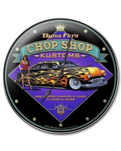 Dyna Flo's Chop Shop, Automotive, Metal Sign, Wall Art, 14 X 14 Inches