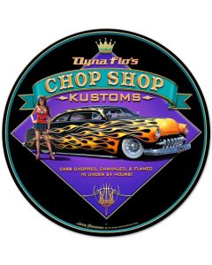 Dyna Flo's Kustom Vintage Sign, Automotive, Metal Sign, Wall Art, 28 X 28 Inches