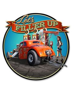 Fill'er Up Vintage Sign, Automotive, Metal Sign, Wall Art, 17 X 17 Inches