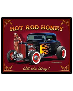 Hot Rod Honey Vintage Sign, Automotive, Metal Sign, Wall Art, 24 X 30 Inches