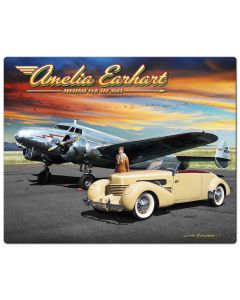Amelia Earhart Vintage Sign, Automotive, Metal Sign, Wall Art, 24 X 30 Inches