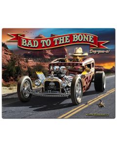 Bad To The Bone Rat Rod Vintage Sign, Automotive, Metal Sign, Wall Art, 24 X 30 Inches