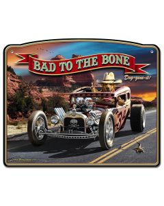Bad To The Bone Rat Rod Vintage Sign, Automotive, Metal Sign, Wall Art, 18 X 14 Inches