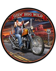 Goin' Hog Wild Vintage Sign, Automotive, Metal Sign, Wall Art, 28 X 28 Inches