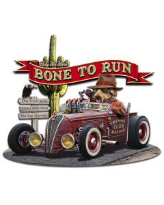 Bone To Run Vintage Sign, Automotive, Metal Sign, Wall Art, 16 X 14 Inches
