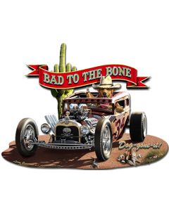 Bad to the Bone Rat Rod Vintage Sign, Automotive, Metal Sign, Wall Art, 16 X 12 Inches
