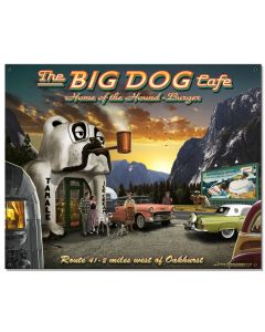 Big Dog Cafe Vintage Sign, Automotive, Metal Sign, Wall Art, 24 X 30 Inches