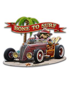 Bone to Surf Vintage Sign, Automotive, Metal Sign 1, Wall Art, 18 X 14 Inches