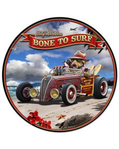 Bone to Surf Vintage Sign, Automotive, Metal Sign, Wall Art, 14 X 14 Inches