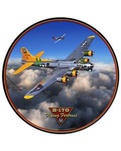 B-17G Flying Fortress  Vintage Sign, Automotive, Metal Sign, Wall Art, 14 X 14 Inches