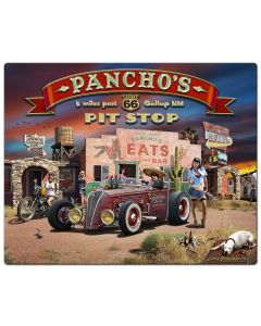 Route 66 Pancho's Vintage Sign, Street Signs, Metal Sign, Wall Art, 24 X 30 Inches