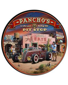 Route 66 Pancho's Vintage Sign, Street Signs, Metal Sign, Wall Art, 14 X 14 Inches
