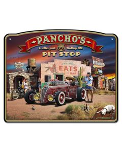 Route 66 Pancho's Vintage Sign, Street Signs, Metal Sign, Wall Art, 18 X 14 Inches