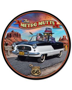 Metro Mutts Vintage Sign, Automotive, Metal Sign, Wall Art, 28 X 28 Inches
