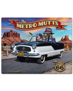 Metro Mutts Vintage Sign, Automotive, Metal Sign, Wall Art, 24 X 30 Inches