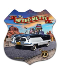Metro Mutts Vintage Sign, Automotive, Metal Sign, Wall Art, 20 X 21 Inches