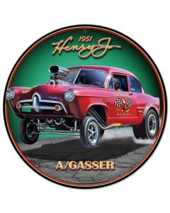 1951 Henry J Gasser Vintage Sign, Automotive, Metal Sign, Wall Art, 14 X 14 Inches
