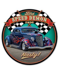1936 Blown Coupe Round Vintage Sign, Automotive, Metal Sign, Wall Art, 16 X 16 Inches