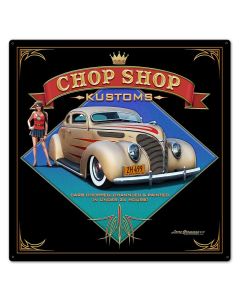 1938 Ford Kustom Vintage Sign, Automotive, Metal Sign, Wall Art, 24 X 24 Inches