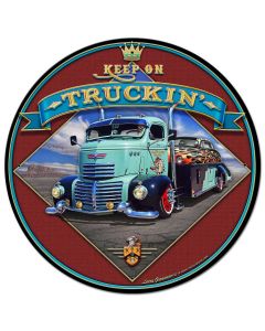 Keep On Truckin', Automotive, Metal Sign, Wall Art, 28 X 28 Inches