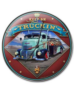 Keep On Truckin', Automotive, Metal Signs, Wall Art, 14 X 14 Inches