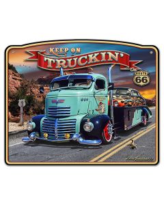 1947 Truckin' Rt 66 Frame, Automotive, Metal Sign, Wall Art, 18 X 15 Inches