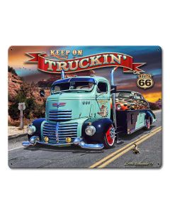1947 Truckin' Rt 66, Automotive, Metal Sign, Wall Art, 15 X 12 Inches