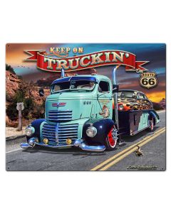 1947 Truckin' Rt 66, Oil & Petro, Metal Sign, Wall Art, 30 X 24 Inches