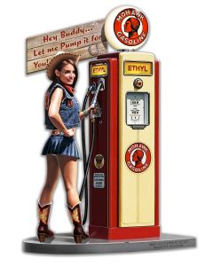 Gas Pump Girl Wild, Oil & Petro, Metal Sign, Wall Art, 13 X 18 Inches