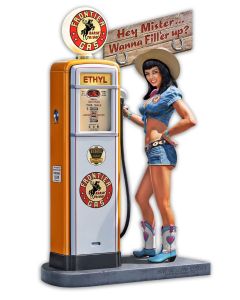 Gas Pump Girl 2, New Products, Metal Sign, Wall Art, 11 X 18 Inches
