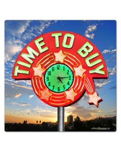 TIME TO BUY, New Products, Metal Sign, Wall Art, 24 X 24 Inches