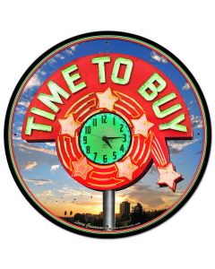 TIME TO BUY, New Products, Metal Sign, Wall Art, 28 X 28 Inches