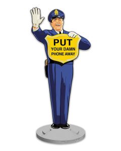 Guard Put Your Phone Away, Automotive, Metal Sign, Wall Art, 12 X 28 Inches