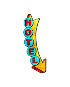 3-D Hotel  Sign Vintage Sign, 3-D, Metal Sign, Wall Art, 10 X 26 Inches