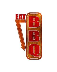 Eat Bbq Vintage Sign, Oil & Petro, Metal Sign, Wall Art, 15 X 24 Inches