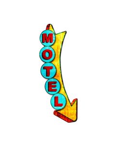 3-D Motel  Metal Display Vintage Sign, 3-D, Metal Sign, Wall Art, 10 X 26 Inches