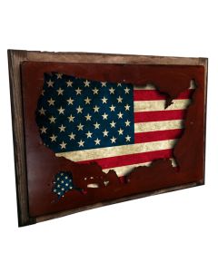 3-D  Usa Map Display Vintage Sign, 3-D, Metal Sign, Wall Art, 18 X 12 Inches