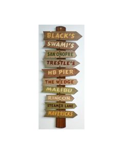3-D California Surf Spots  Vintage Sign, 3-D, Metal Sign, Wall Art, 12 X 28 Inches