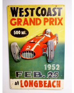3-D West Coast Grand Prix  Vintage Sign, 3-D, Metal Sign, Wall Art, 16 X 24 Inches