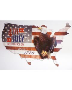 3-D 4Th Of July  Usa Eagle   Vintage Sign, 3-D, Metal Sign, Wall Art, 35 X 21 Inches